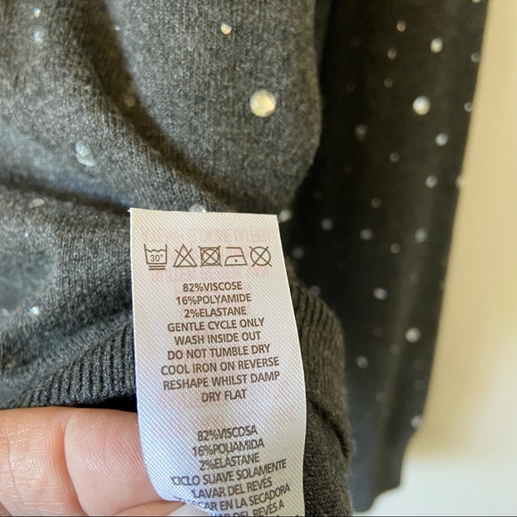 Knit sweater with crystals by Atmosphere (UK), grey, women’s size 10 - Picture 7 of 7